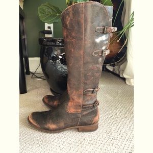 Distressed Leather Tall Boots